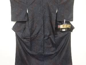 幾何学に花模様織出し本場泥大島紬着物